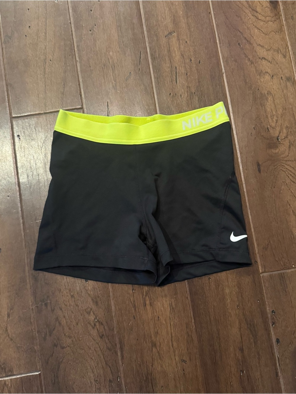 Nike Black Performance Shorts with Neon Yellow Waistband